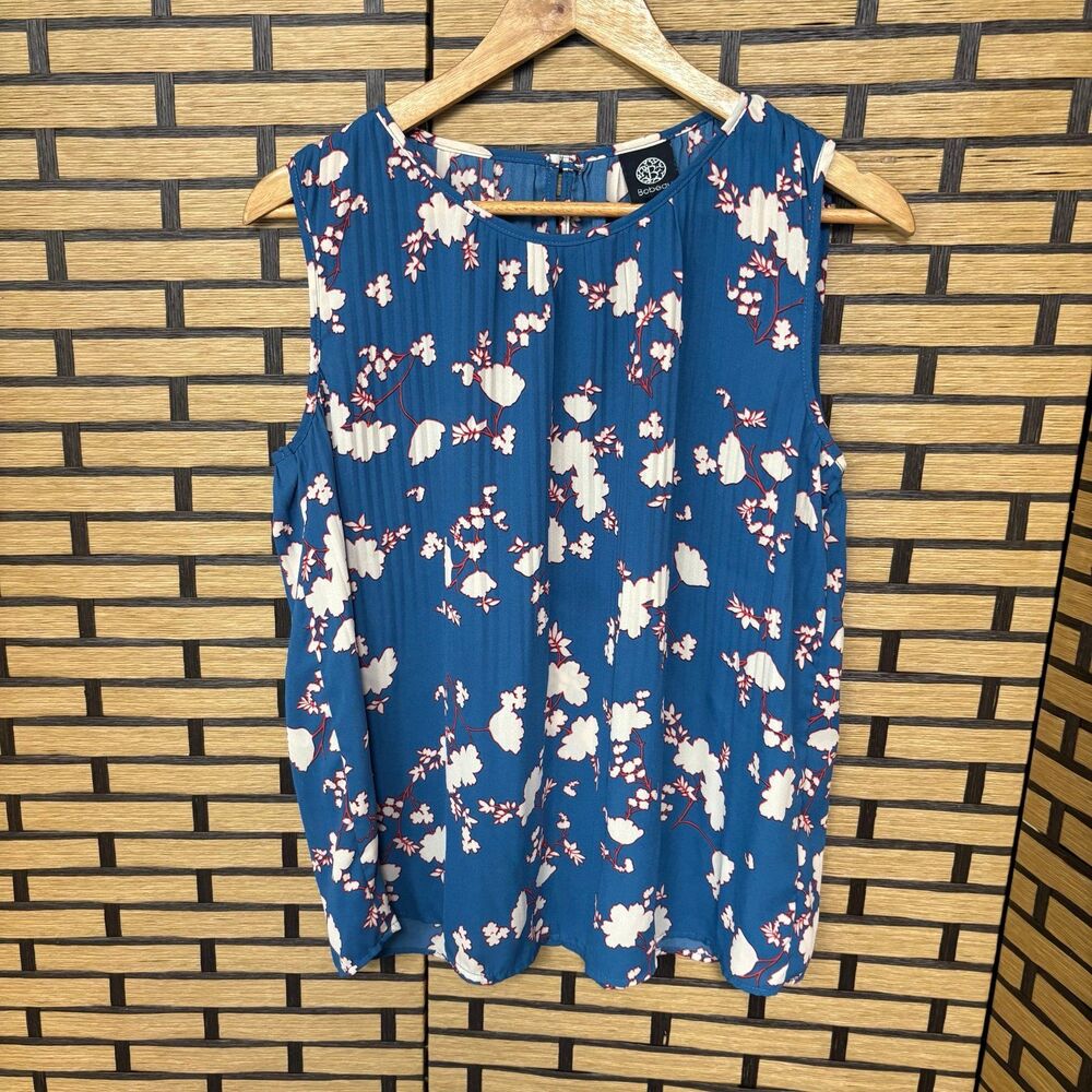 Bobeau Blue Floral Top Size Small